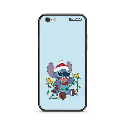 iphone 6 plus 6s plus Santa Stich θήκη από τη Smartfits με σχέδιο στο πίσω μέρος και μαύρο περίβλημα | Smartphone case with colorful back and black bezels by Smartfits