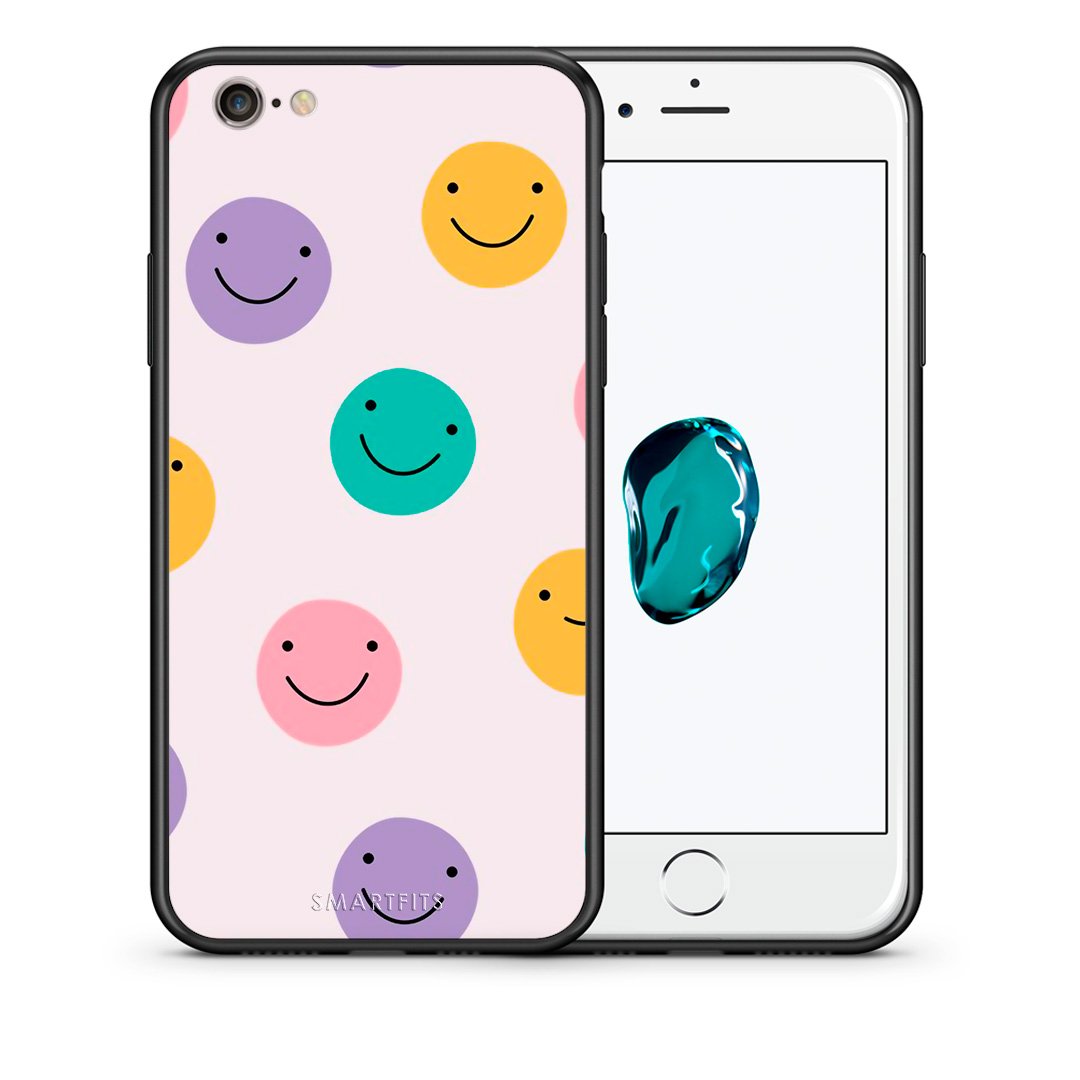 Θήκη iPhone 6/6s Smiley Faces από τη Smartfits με σχέδιο στο πίσω μέρος και μαύρο περίβλημα | iPhone 6/6s Smiley Faces case with colorful back and black bezels