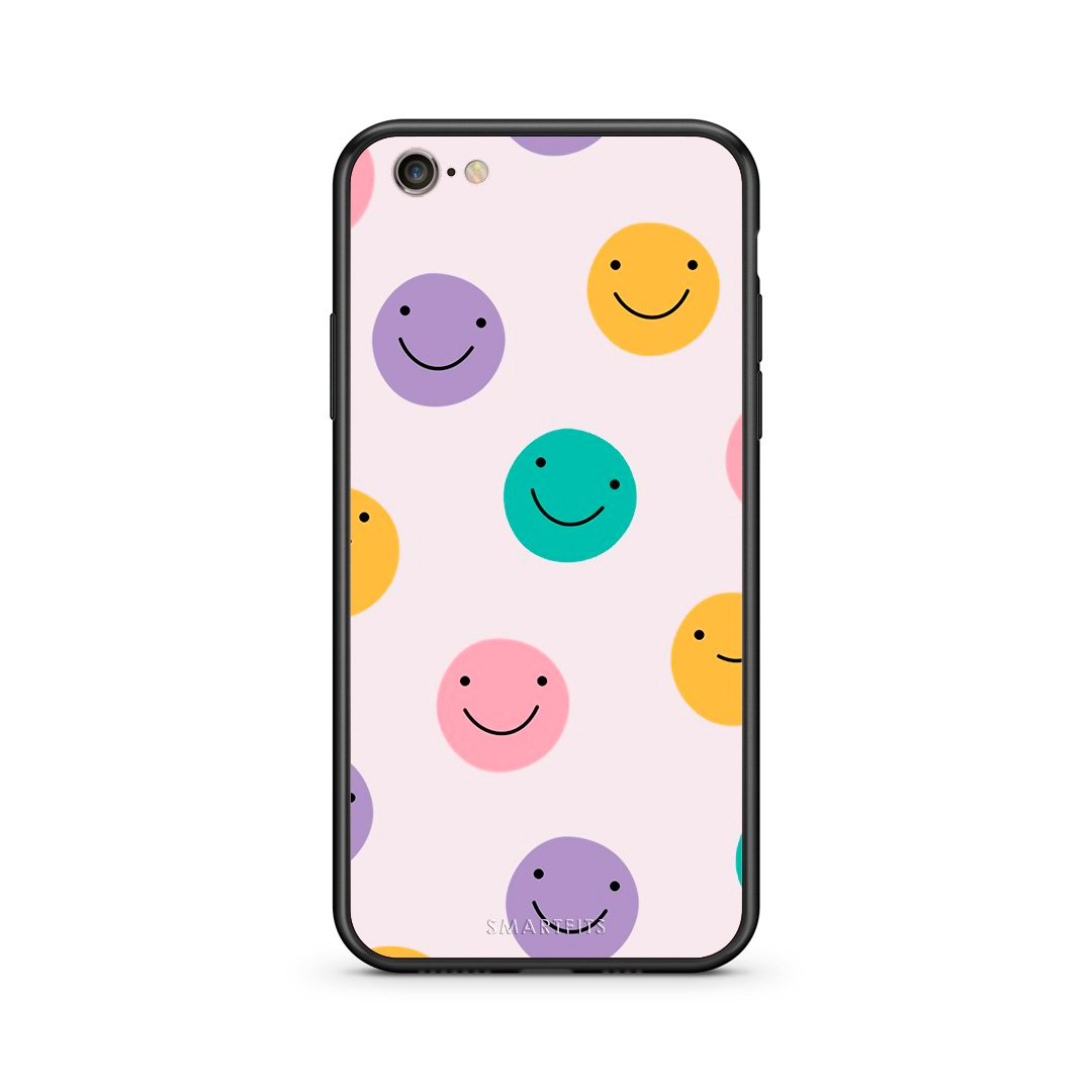 iphone 6 6s Smiley Faces θήκη από τη Smartfits με σχέδιο στο πίσω μέρος και μαύρο περίβλημα | Smartphone case with colorful back and black bezels by Smartfits