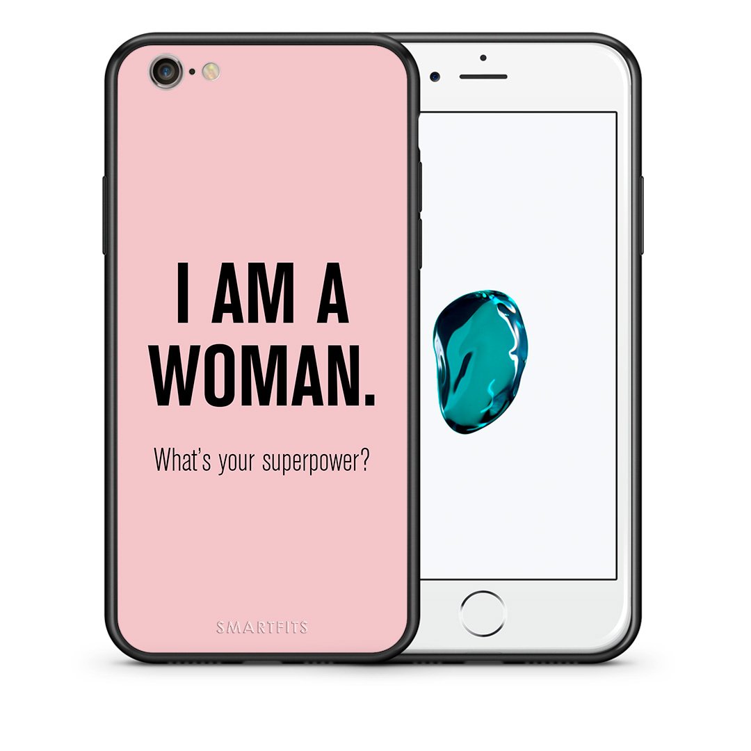 Θήκη iPhone 6/6s Superpower Woman από τη Smartfits με σχέδιο στο πίσω μέρος και μαύρο περίβλημα | iPhone 6/6s Superpower Woman case with colorful back and black bezels