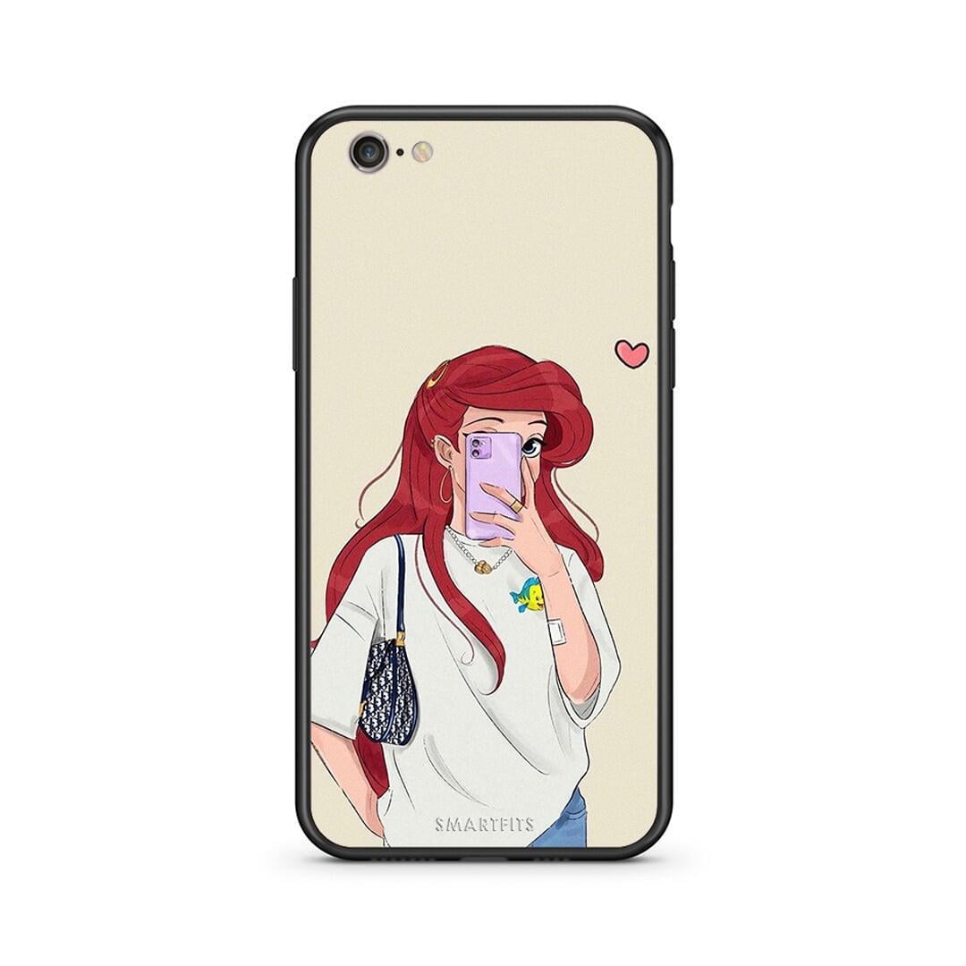 iphone 6 plus 6s plus Walking Mermaid Θήκη από τη Smartfits με σχέδιο στο πίσω μέρος και μαύρο περίβλημα | Smartphone case with colorful back and black bezels by Smartfits