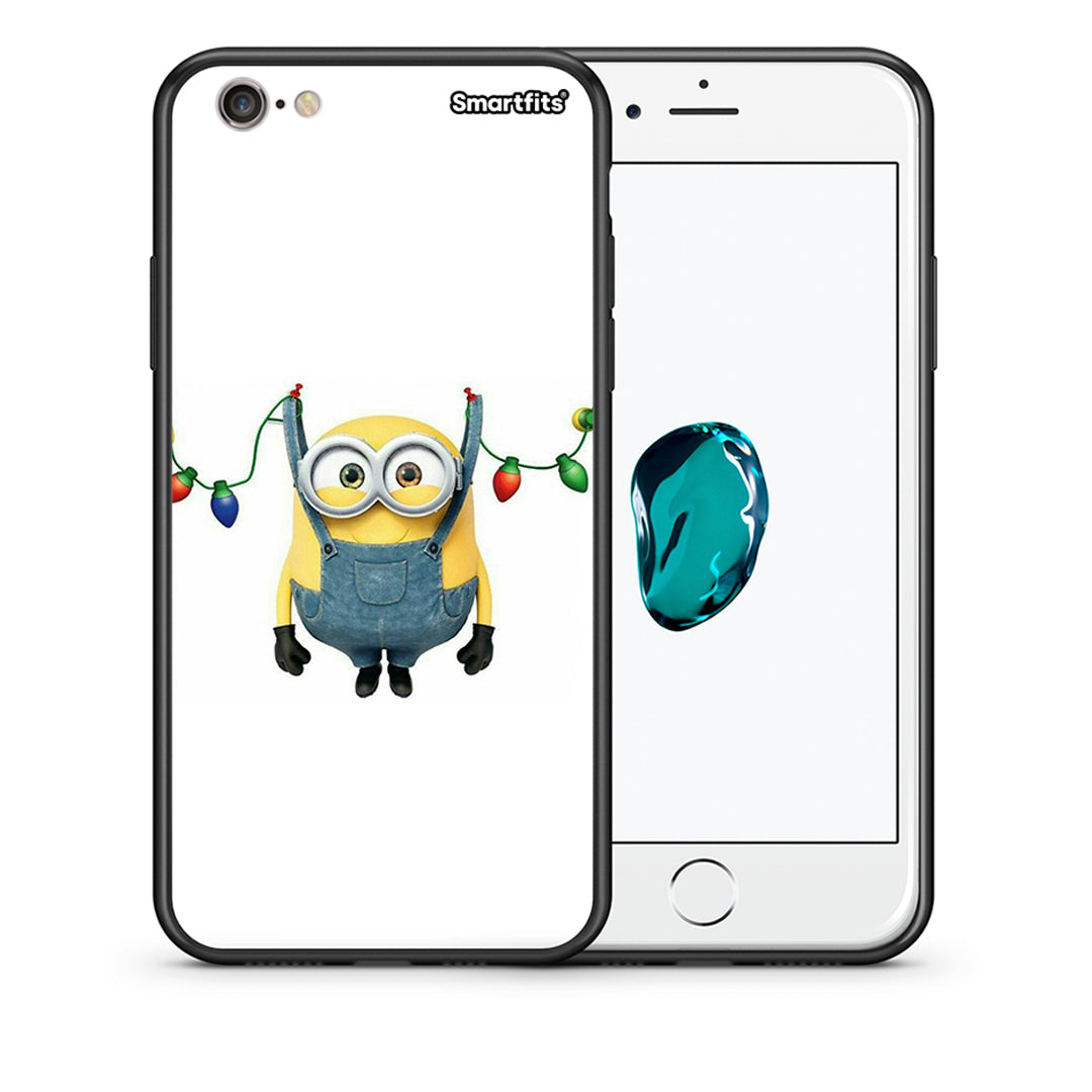 Θήκη iPhone 6/6s Xmas Minion Lights από τη Smartfits με σχέδιο στο πίσω μέρος και μαύρο περίβλημα | iPhone 6/6s Xmas Minion Lights case with colorful back and black bezels