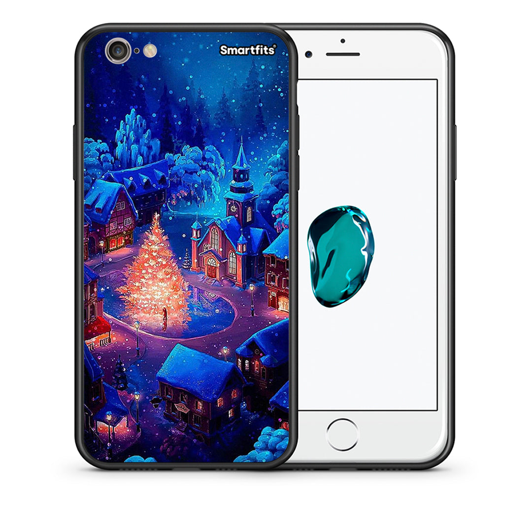 Θήκη iPhone 6/6s Xmas Village από τη Smartfits με σχέδιο στο πίσω μέρος και μαύρο περίβλημα | iPhone 6/6s Xmas Village case with colorful back and black bezels