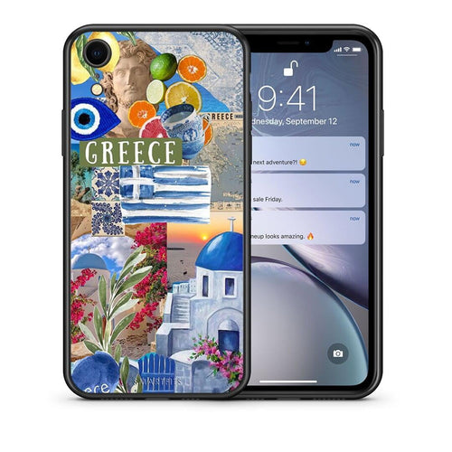 Θήκη iPhone XR All Greek από τη Smartfits με σχέδιο στο πίσω μέρος και μαύρο περίβλημα | iPhone XR All Greek case with colorful back and black bezels