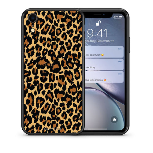 Θήκη iPhone XR Leopard Animal από τη Smartfits με σχέδιο στο πίσω μέρος και μαύρο περίβλημα | iPhone XR Leopard Animal case with colorful back and black bezels