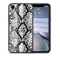 Thumbnail for Θήκη iPhone XR White Snake Animal από τη Smartfits με σχέδιο στο πίσω μέρος και μαύρο περίβλημα | iPhone XR White Snake Animal case with colorful back and black bezels