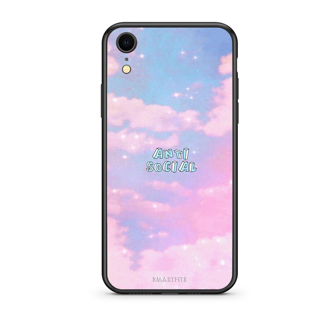 iphone xr Anti Social Θήκη Αγίου Βαλεντίνου από τη Smartfits με σχέδιο στο πίσω μέρος και μαύρο περίβλημα | Smartphone case with colorful back and black bezels by Smartfits