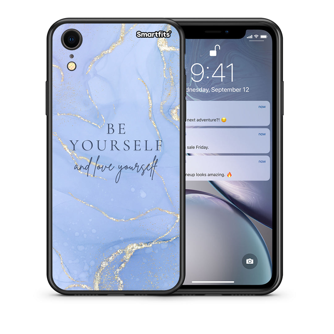Θήκη iPhone XR Be Yourself από τη Smartfits με σχέδιο στο πίσω μέρος και μαύρο περίβλημα | iPhone XR Be Yourself case with colorful back and black bezels