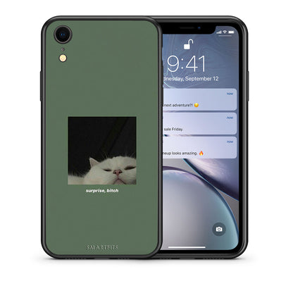 Θήκη iPhone XR Bitch Surprise από τη Smartfits με σχέδιο στο πίσω μέρος και μαύρο περίβλημα | iPhone XR Bitch Surprise case with colorful back and black bezels