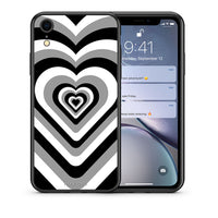Thumbnail for Θήκη iPhone XR Black Hearts από τη Smartfits με σχέδιο στο πίσω μέρος και μαύρο περίβλημα | iPhone XR Black Hearts case with colorful back and black bezels