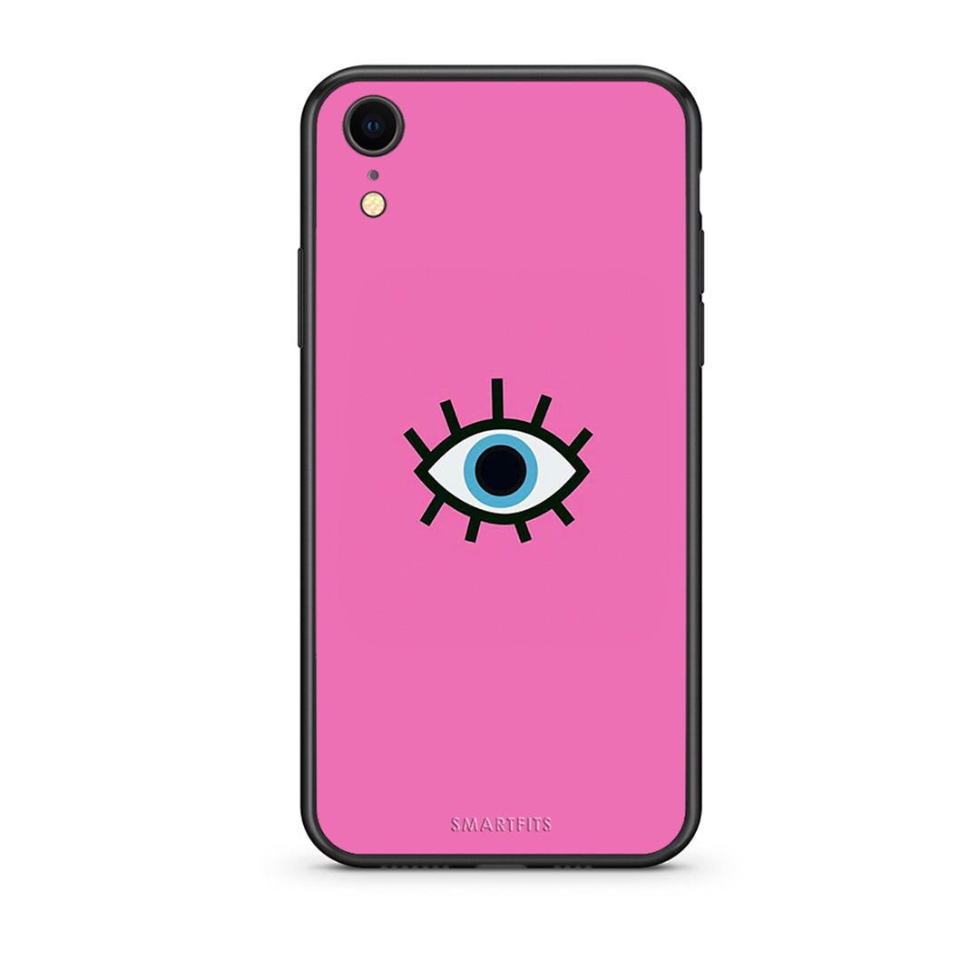 iphone xr Blue Eye Pink θήκη από τη Smartfits με σχέδιο στο πίσω μέρος και μαύρο περίβλημα | Smartphone case with colorful back and black bezels by Smartfits