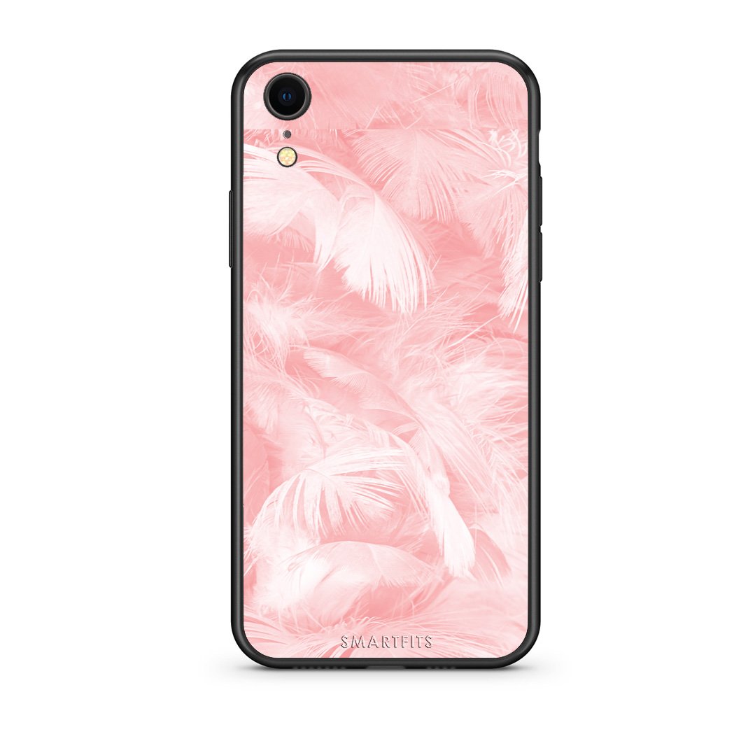 33 - iphone xr Pink Feather Boho case, cover, bumper