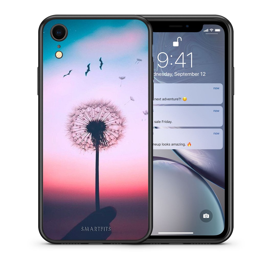 Θήκη iPhone XR Wish Boho από τη Smartfits με σχέδιο στο πίσω μέρος και μαύρο περίβλημα | iPhone XR Wish Boho case with colorful back and black bezels