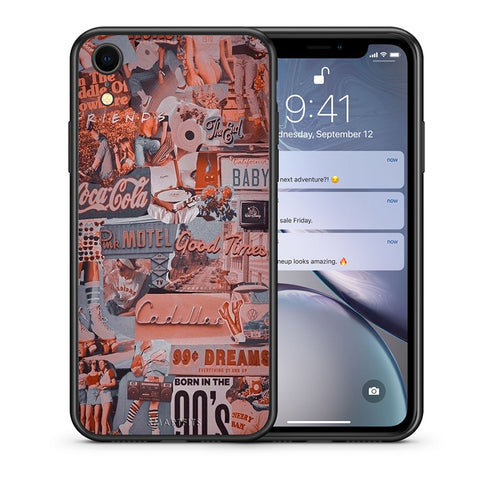 Θήκη iPhone XR Born In 90s από τη Smartfits με σχέδιο στο πίσω μέρος και μαύρο περίβλημα | iPhone XR Born In 90s case with colorful back and black bezels