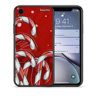 Thumbnail for Θήκη iPhone XR Candy Cane από τη Smartfits με σχέδιο στο πίσω μέρος και μαύρο περίβλημα | iPhone XR Candy Cane case with colorful back and black bezels