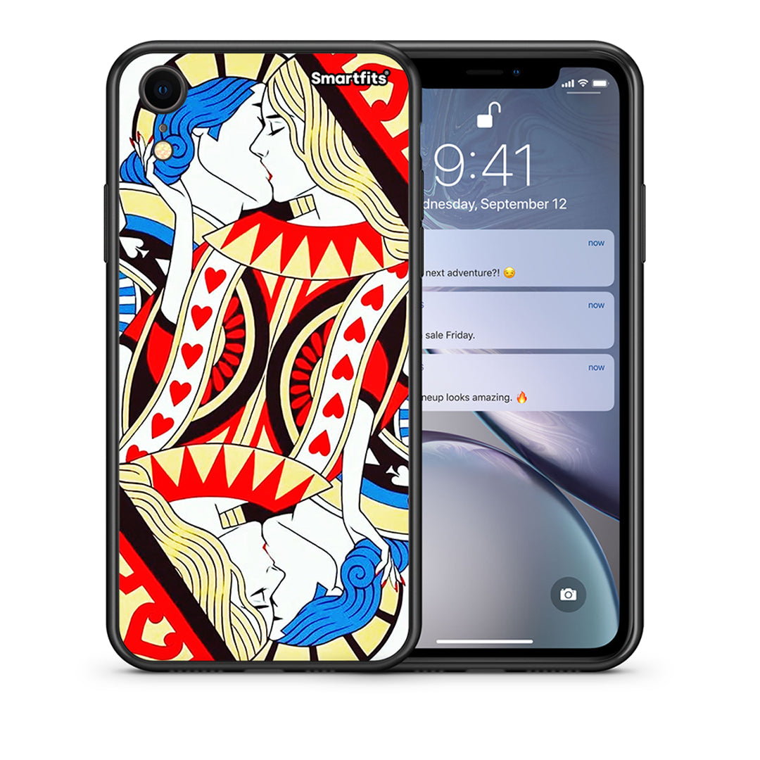 Θήκη iPhone XR Card Love από τη Smartfits με σχέδιο στο πίσω μέρος και μαύρο περίβλημα | iPhone XR Card Love case with colorful back and black bezels