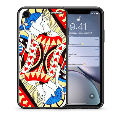 Θήκη iPhone XR Card Love από τη Smartfits με σχέδιο στο πίσω μέρος και μαύρο περίβλημα | iPhone XR Card Love case with colorful back and black bezels