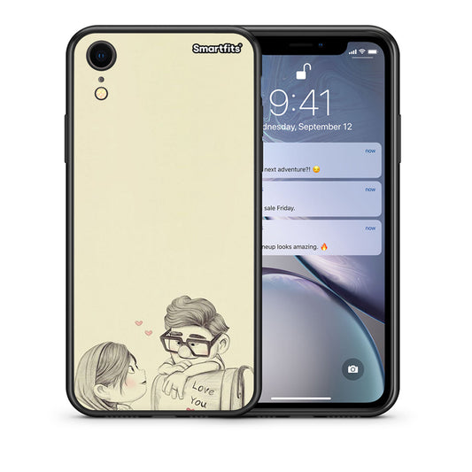 Θήκη iPhone XR Carl And Ellie από τη Smartfits με σχέδιο στο πίσω μέρος και μαύρο περίβλημα | iPhone XR Carl And Ellie case with colorful back and black bezels
