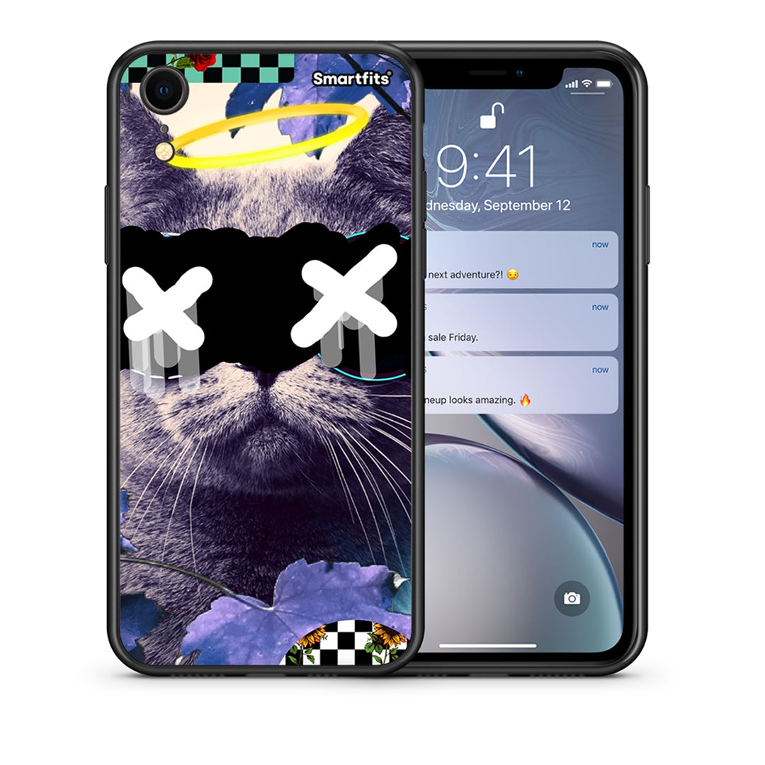 Θήκη iPhone XR Cat Collage από τη Smartfits με σχέδιο στο πίσω μέρος και μαύρο περίβλημα | iPhone XR Cat Collage case with colorful back and black bezels