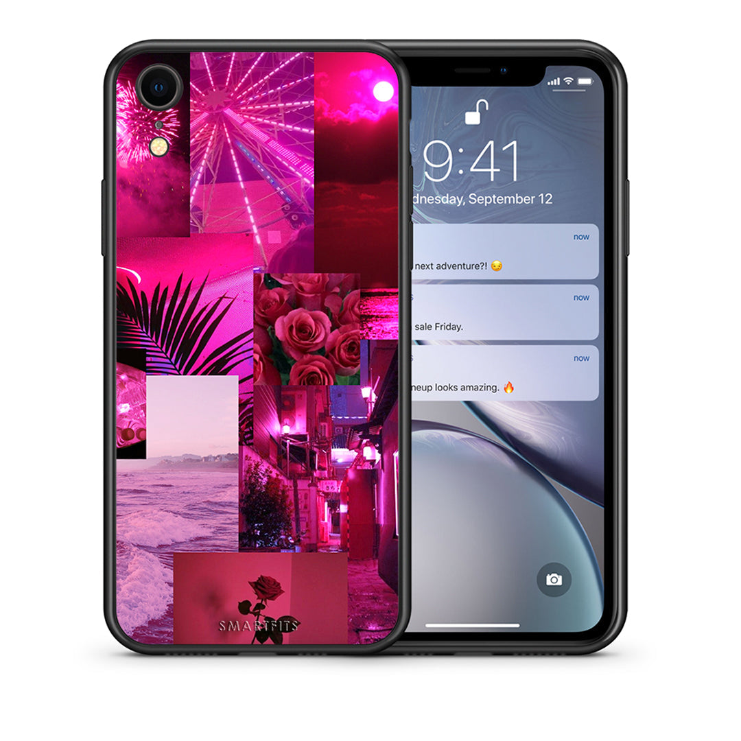 Θήκη Αγίου Βαλεντίνου iPhone XR Collage Red Roses από τη Smartfits με σχέδιο στο πίσω μέρος και μαύρο περίβλημα | iPhone XR Collage Red Roses case with colorful back and black bezels