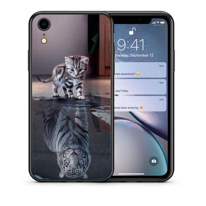 Θήκη iPhone XR Tiger Cute από τη Smartfits με σχέδιο στο πίσω μέρος και μαύρο περίβλημα | iPhone XR Tiger Cute case with colorful back and black bezels