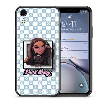 Θήκη Αγίου Βαλεντίνου iPhone XR Devil Baby από τη Smartfits με σχέδιο στο πίσω μέρος και μαύρο περίβλημα | iPhone XR Devil Baby case with colorful back and black bezels