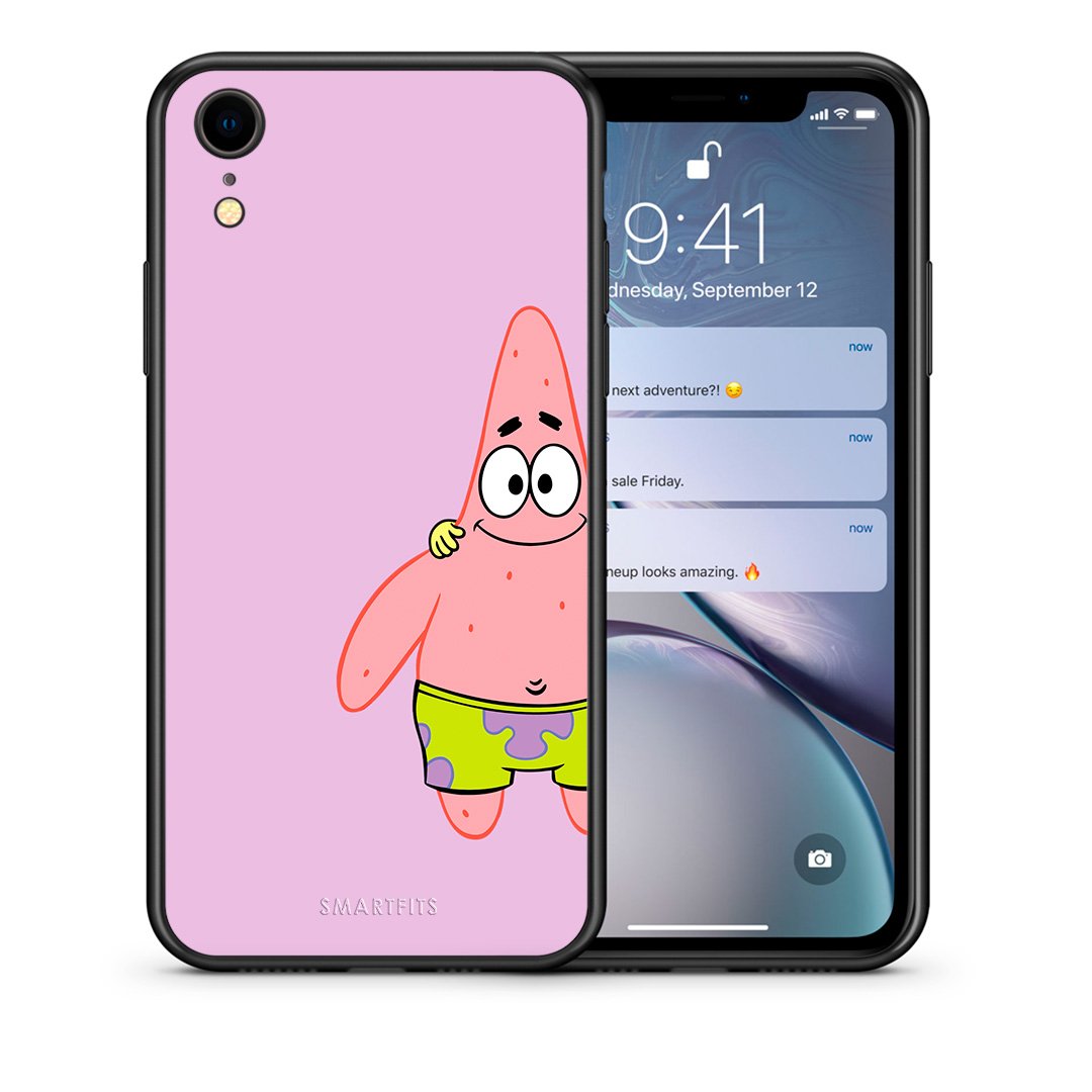Θήκη iPhone XR  Friends Patrick από τη Smartfits με σχέδιο στο πίσω μέρος και μαύρο περίβλημα | iPhone XR  Friends Patrick case with colorful back and black bezels