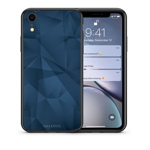 Θήκη iPhone XR Blue Abstract Geometric από τη Smartfits με σχέδιο στο πίσω μέρος και μαύρο περίβλημα | iPhone XR Blue Abstract Geometric case with colorful back and black bezels