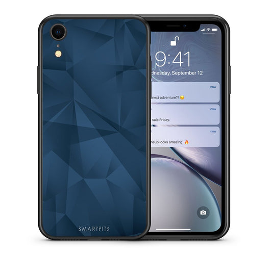 Θήκη iPhone XR Blue Abstract Geometric από τη Smartfits με σχέδιο στο πίσω μέρος και μαύρο περίβλημα | iPhone XR Blue Abstract Geometric case with colorful back and black bezels