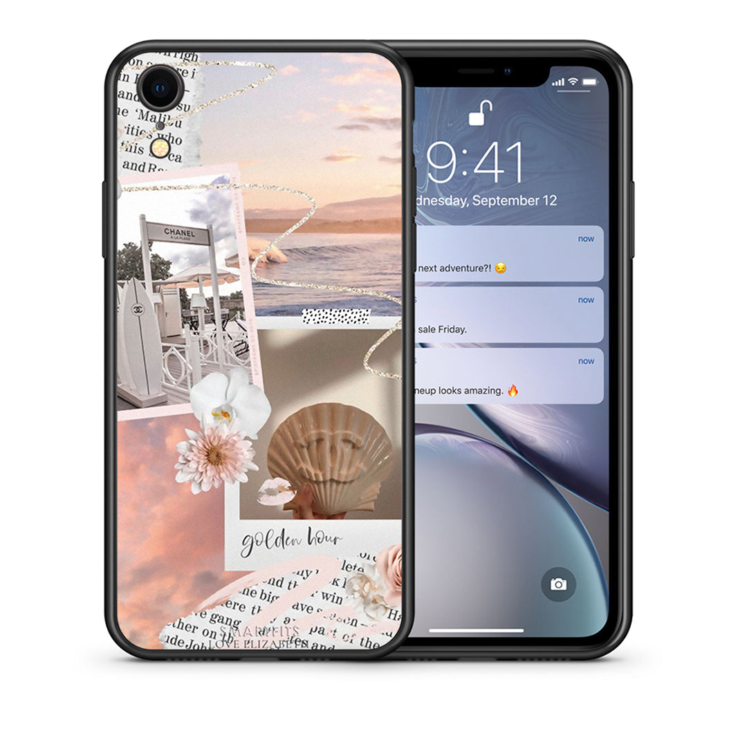 Θήκη Αγίου Βαλεντίνου iPhone XR Golden Hour από τη Smartfits με σχέδιο στο πίσω μέρος και μαύρο περίβλημα | iPhone XR Golden Hour case with colorful back and black bezels