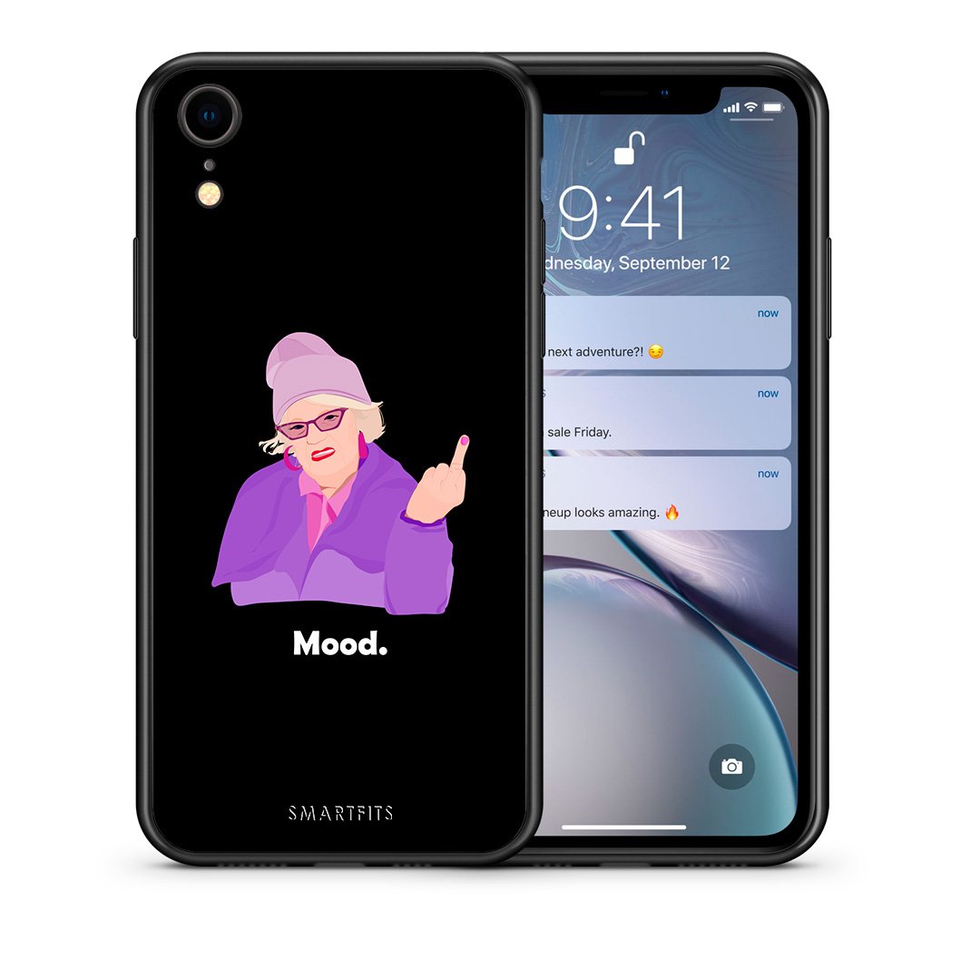 Θήκη iPhone XR Grandma Mood Black από τη Smartfits με σχέδιο στο πίσω μέρος και μαύρο περίβλημα | iPhone XR Grandma Mood Black case with colorful back and black bezels