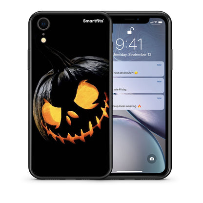 Θήκη iPhone XR Halloween Scary Pumpkin από τη Smartfits με σχέδιο στο πίσω μέρος και μαύρο περίβλημα | iPhone XR Halloween Scary Pumpkin case with colorful back and black bezels