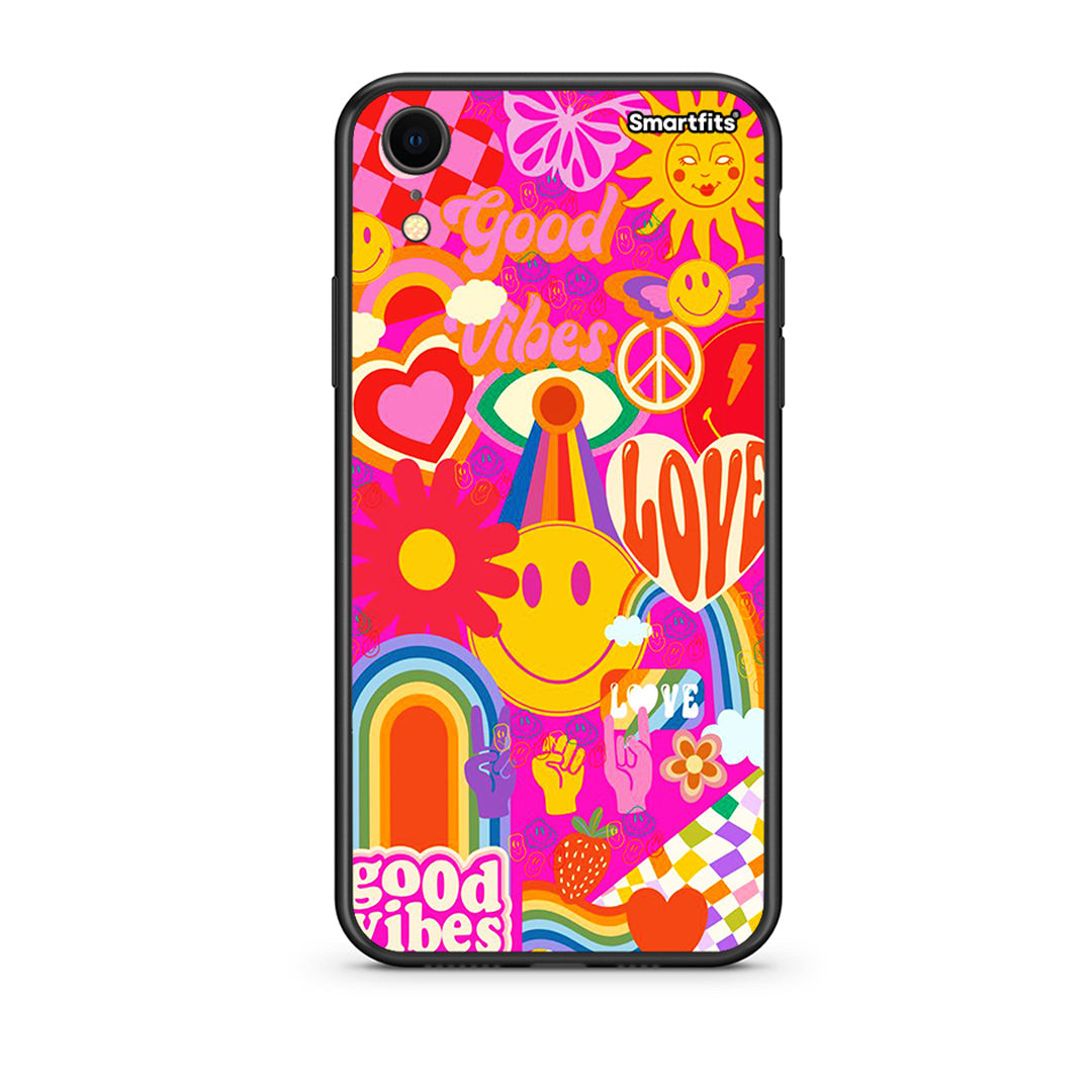 iphone xr Hippie Love θήκη από τη Smartfits με σχέδιο στο πίσω μέρος και μαύρο περίβλημα | Smartphone case with colorful back and black bezels by Smartfits