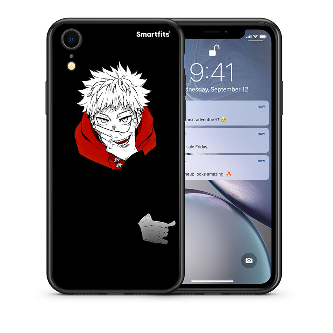 Θήκη iPhone XR Itadori Anime από τη Smartfits με σχέδιο στο πίσω μέρος και μαύρο περίβλημα | iPhone XR Itadori Anime case with colorful back and black bezels