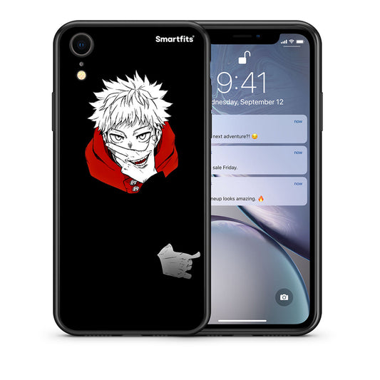 Θήκη iPhone XR Itadori Anime από τη Smartfits με σχέδιο στο πίσω μέρος και μαύρο περίβλημα | iPhone XR Itadori Anime case with colorful back and black bezels