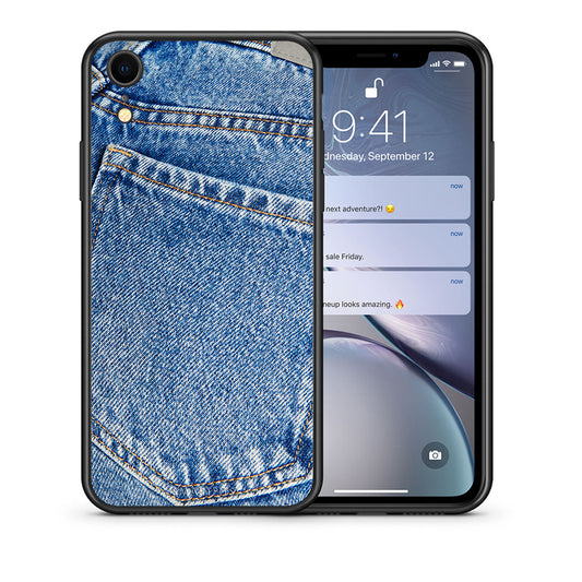 Θήκη iPhone XR Jeans Pocket από τη Smartfits με σχέδιο στο πίσω μέρος και μαύρο περίβλημα | iPhone XR Jeans Pocket case with colorful back and black bezels