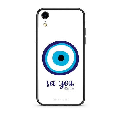iphone xr Karma Says θήκη από τη Smartfits με σχέδιο στο πίσω μέρος και μαύρο περίβλημα | Smartphone case with colorful back and black bezels by Smartfits