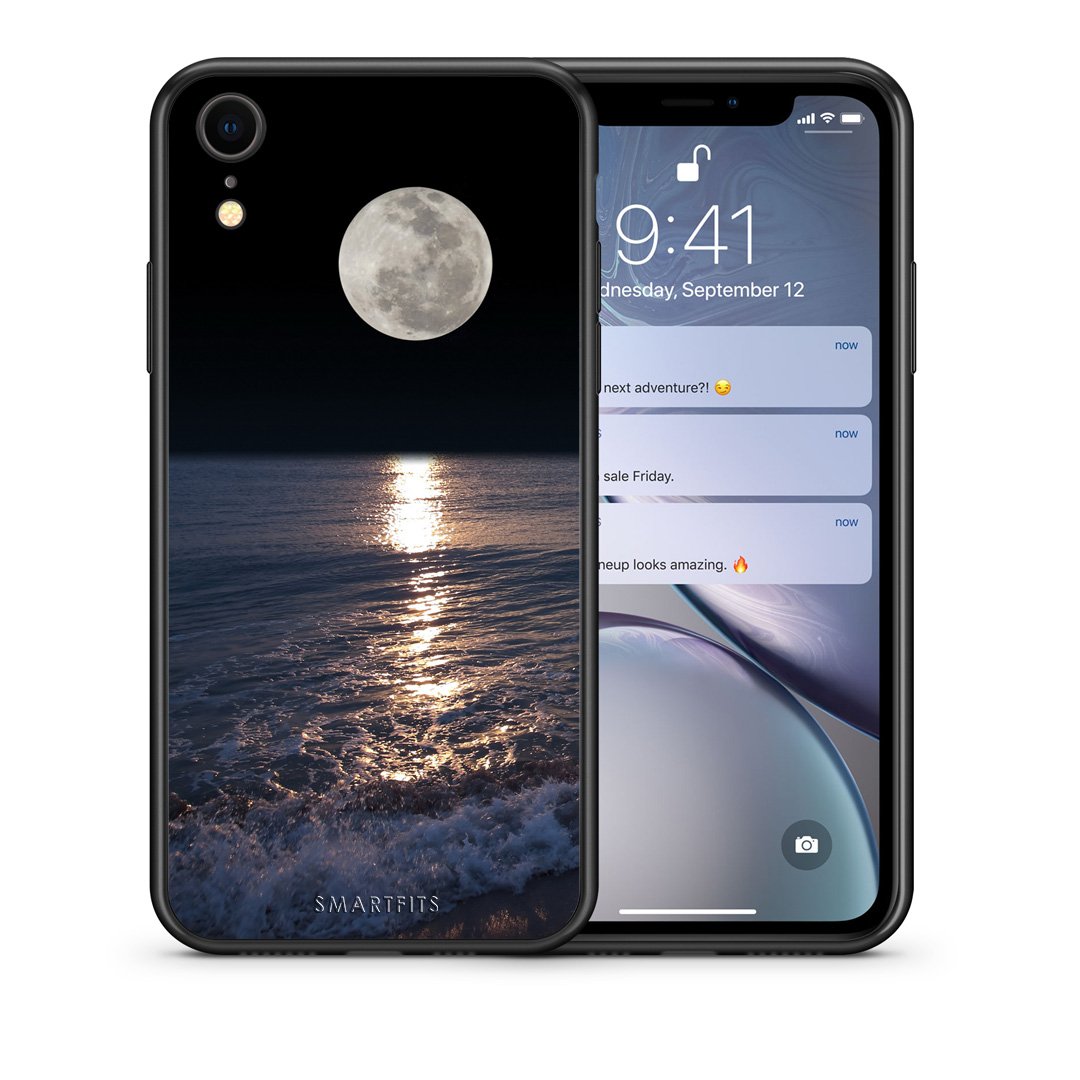Θήκη iPhone XR Moon Landscape από τη Smartfits με σχέδιο στο πίσω μέρος και μαύρο περίβλημα | iPhone XR Moon Landscape case with colorful back and black bezels