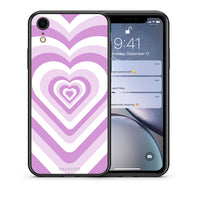 Thumbnail for Θήκη iPhone XR Lilac Hearts από τη Smartfits με σχέδιο στο πίσω μέρος και μαύρο περίβλημα | iPhone XR Lilac Hearts case with colorful back and black bezels