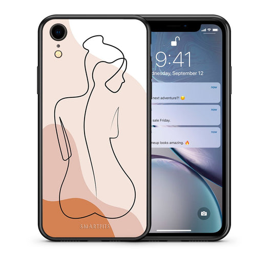 Θήκη iPhone XR LineArt Woman από τη Smartfits με σχέδιο στο πίσω μέρος και μαύρο περίβλημα | iPhone XR LineArt Woman case with colorful back and black bezels