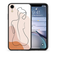 Thumbnail for Θήκη iPhone XR LineArt Woman από τη Smartfits με σχέδιο στο πίσω μέρος και μαύρο περίβλημα | iPhone XR LineArt Woman case with colorful back and black bezels