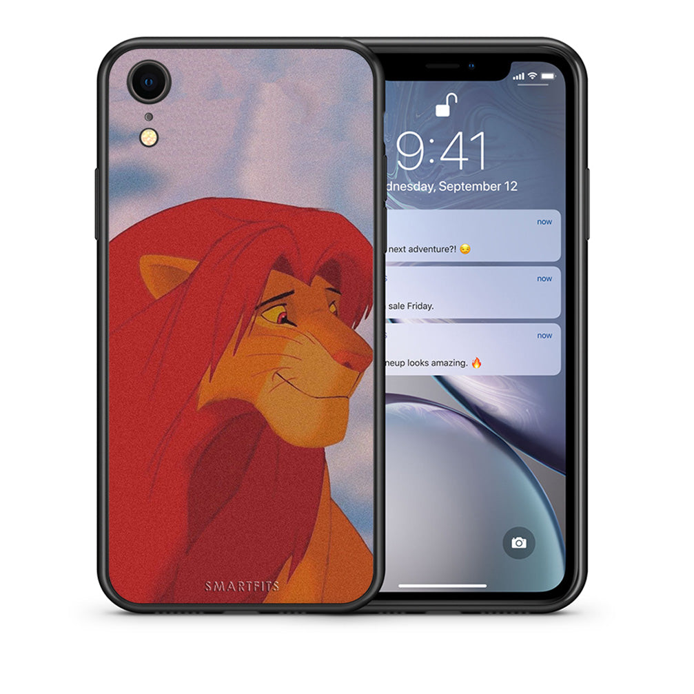 Θήκη Αγίου Βαλεντίνου iPhone XR Lion Love 1 από τη Smartfits με σχέδιο στο πίσω μέρος και μαύρο περίβλημα | iPhone XR Lion Love 1 case with colorful back and black bezels