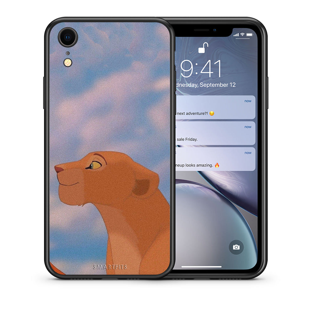 Θήκη Αγίου Βαλεντίνου iPhone XR Lion Love 2 από τη Smartfits με σχέδιο στο πίσω μέρος και μαύρο περίβλημα | iPhone XR Lion Love 2 case with colorful back and black bezels