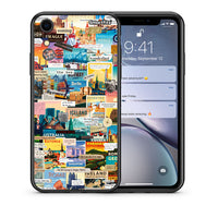 Thumbnail for Θήκη iPhone XR Live To Travel από τη Smartfits με σχέδιο στο πίσω μέρος και μαύρο περίβλημα | iPhone XR Live To Travel case with colorful back and black bezels