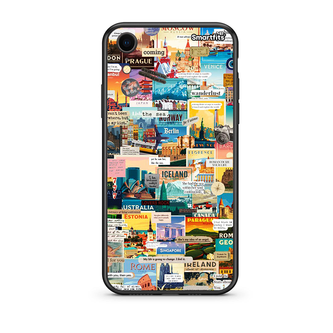 iphone xr Live To Travel θήκη από τη Smartfits με σχέδιο στο πίσω μέρος και μαύρο περίβλημα | Smartphone case with colorful back and black bezels by Smartfits