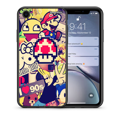Θήκη iPhone XR Love The 90s από τη Smartfits με σχέδιο στο πίσω μέρος και μαύρο περίβλημα | iPhone XR Love The 90s case with colorful back and black bezels
