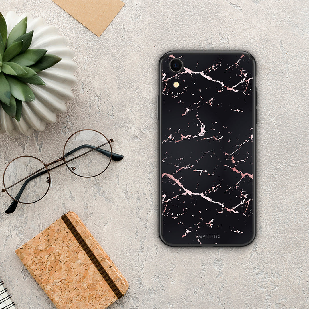 Marble Black Rosegold - iPhone XR θήκη