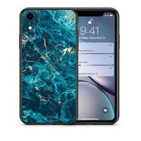 Thumbnail for Θήκη iPhone XR Marble Blue από τη Smartfits με σχέδιο στο πίσω μέρος και μαύρο περίβλημα | iPhone XR Marble Blue case with colorful back and black bezels