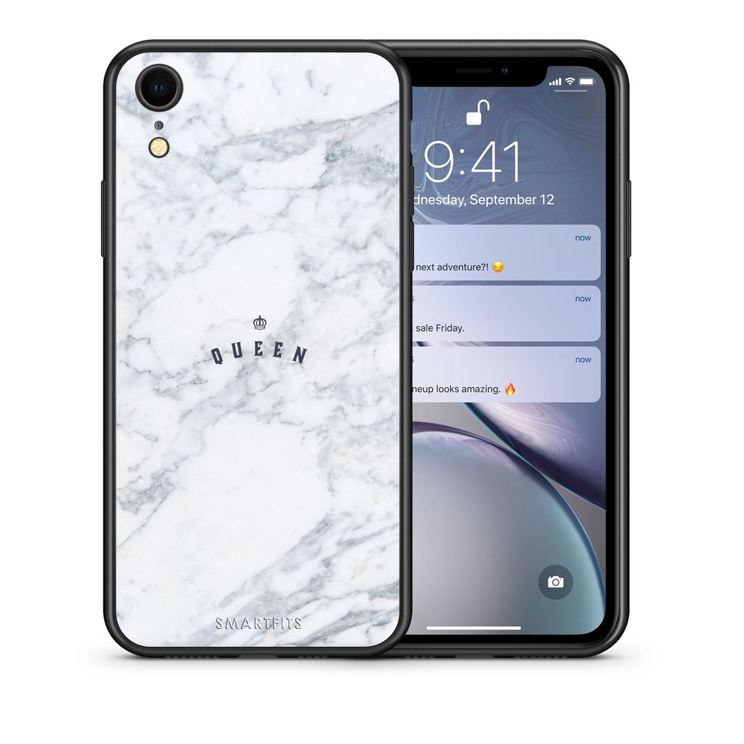 Θήκη iPhone XR Queen Marble από τη Smartfits με σχέδιο στο πίσω μέρος και μαύρο περίβλημα | iPhone XR Queen Marble case with colorful back and black bezels