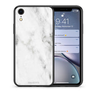 Thumbnail for Θήκη iPhone XR White Marble από τη Smartfits με σχέδιο στο πίσω μέρος και μαύρο περίβλημα | iPhone XR White Marble case with colorful back and black bezels